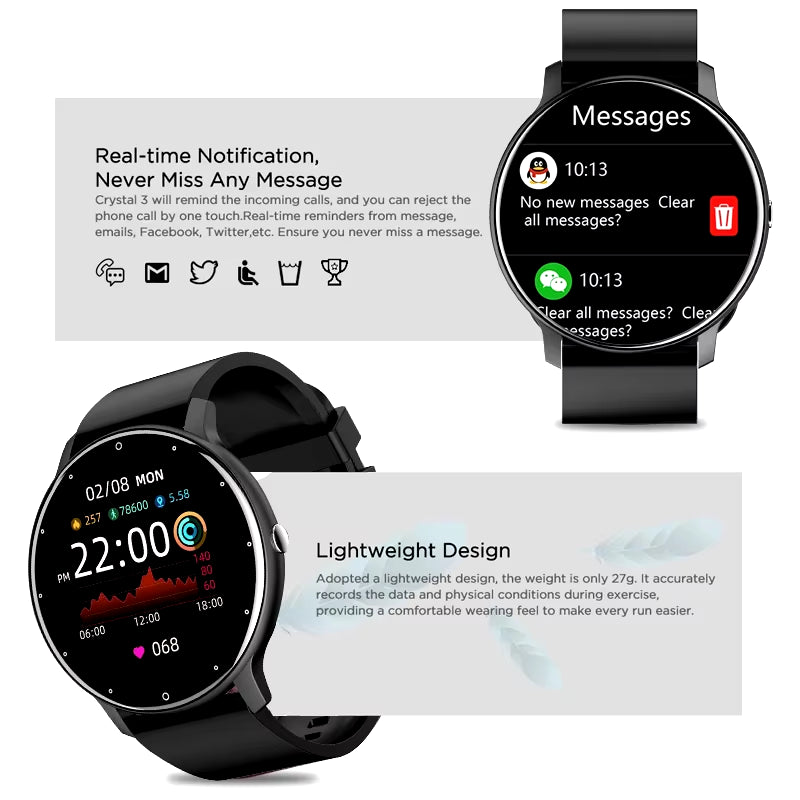 2026 Smartwatch for Men and Women - Fitness Tracker with Heart Rate Monitor, Waterproof Design, Compatible with Android and iOS