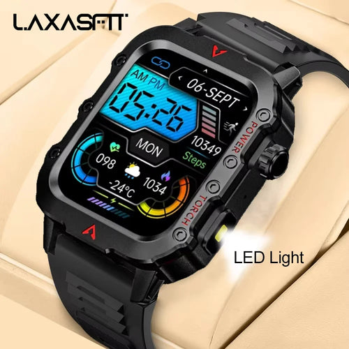 Men's Smart Watch with LED Flashlight - Ultimate Outdoor Sports & Health Monitoring Wristwatch