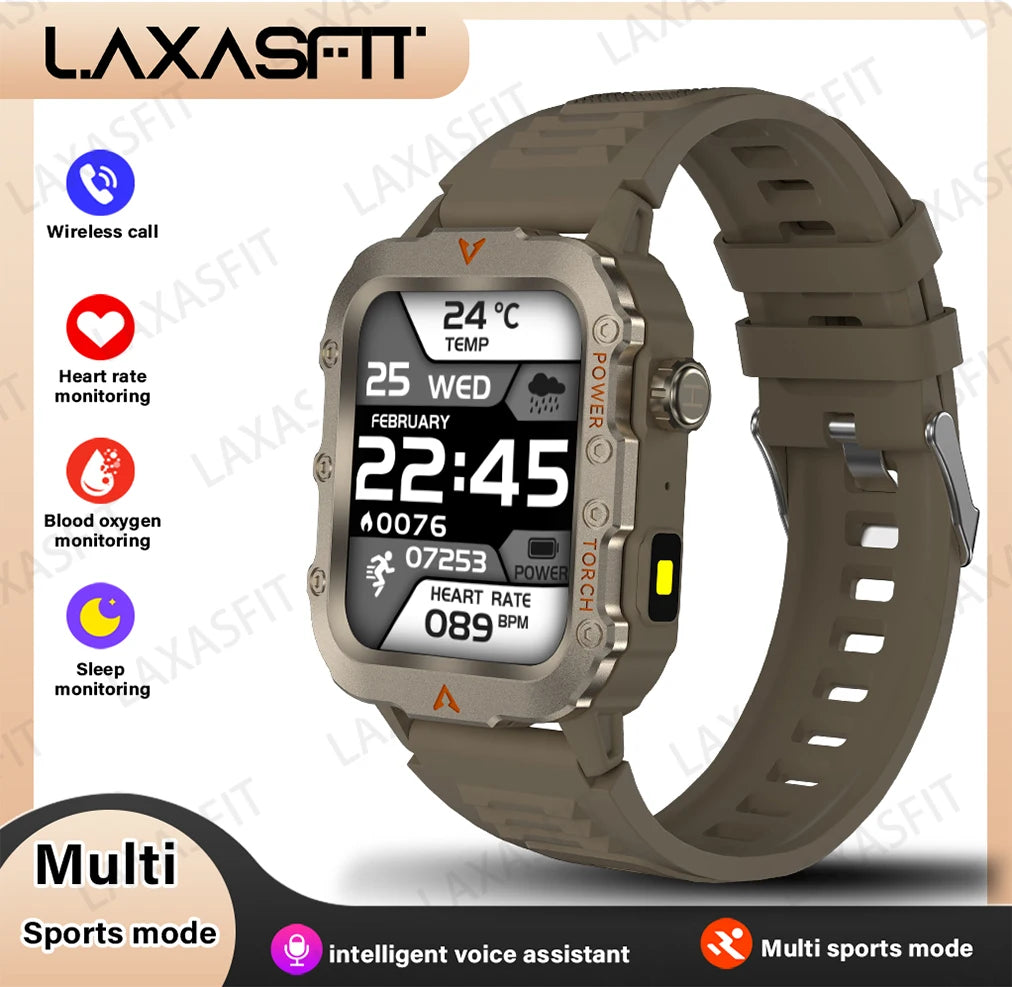Men's Smart Watch with LED Flashlight - Ultimate Outdoor Sports & Health Monitoring Wristwatch
