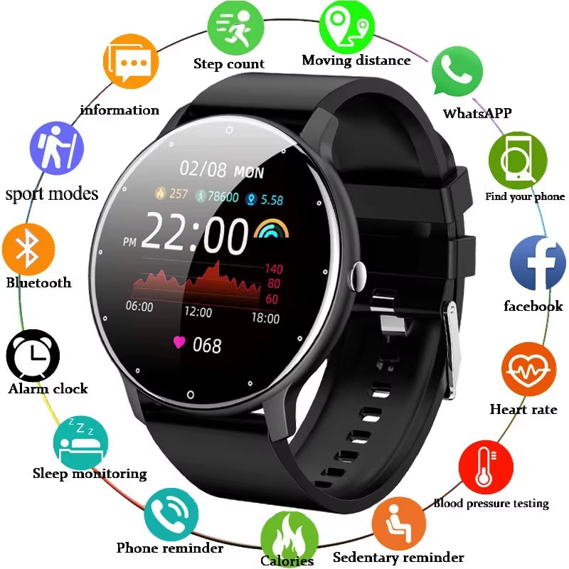 2026 Smartwatch for Men and Women - Fitness Tracker with Heart Rate Monitor, Waterproof Design, Compatible with Android and iOS