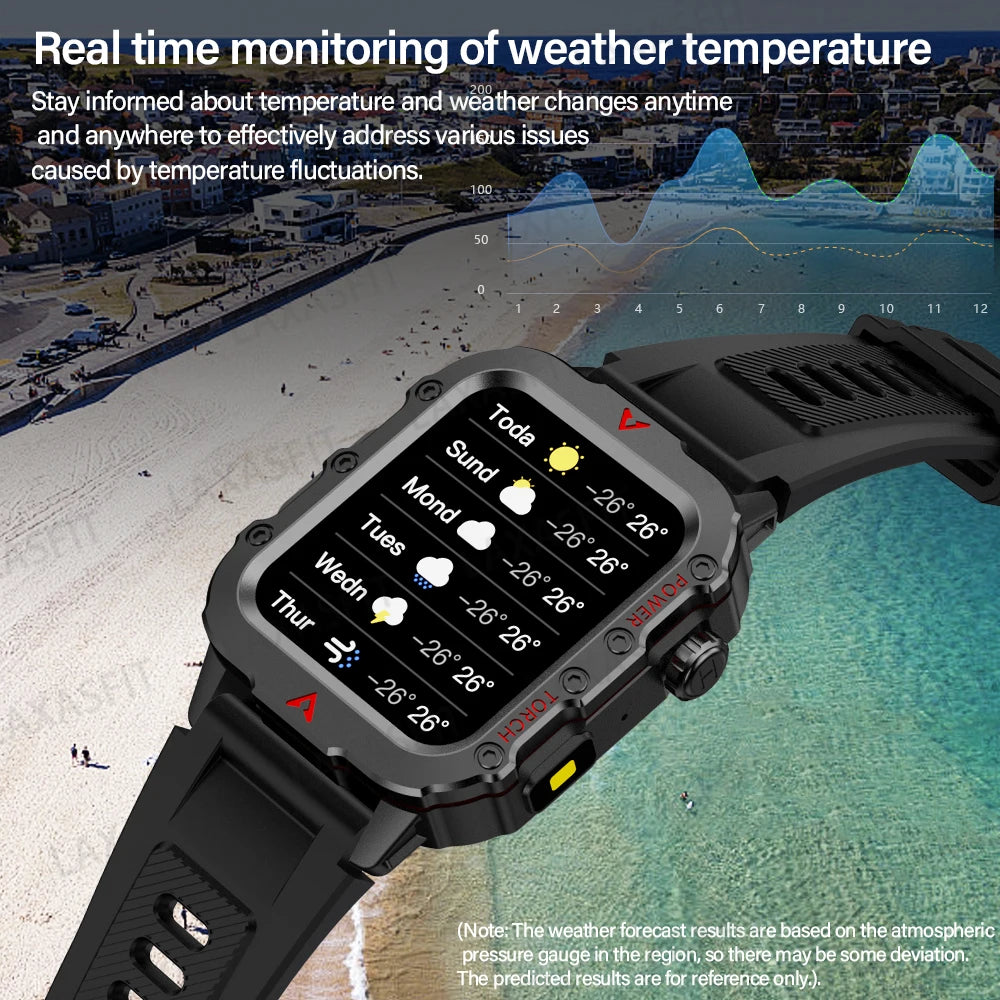Men's Smart Watch with LED Flashlight - Ultimate Outdoor Sports & Health Monitoring Wristwatch