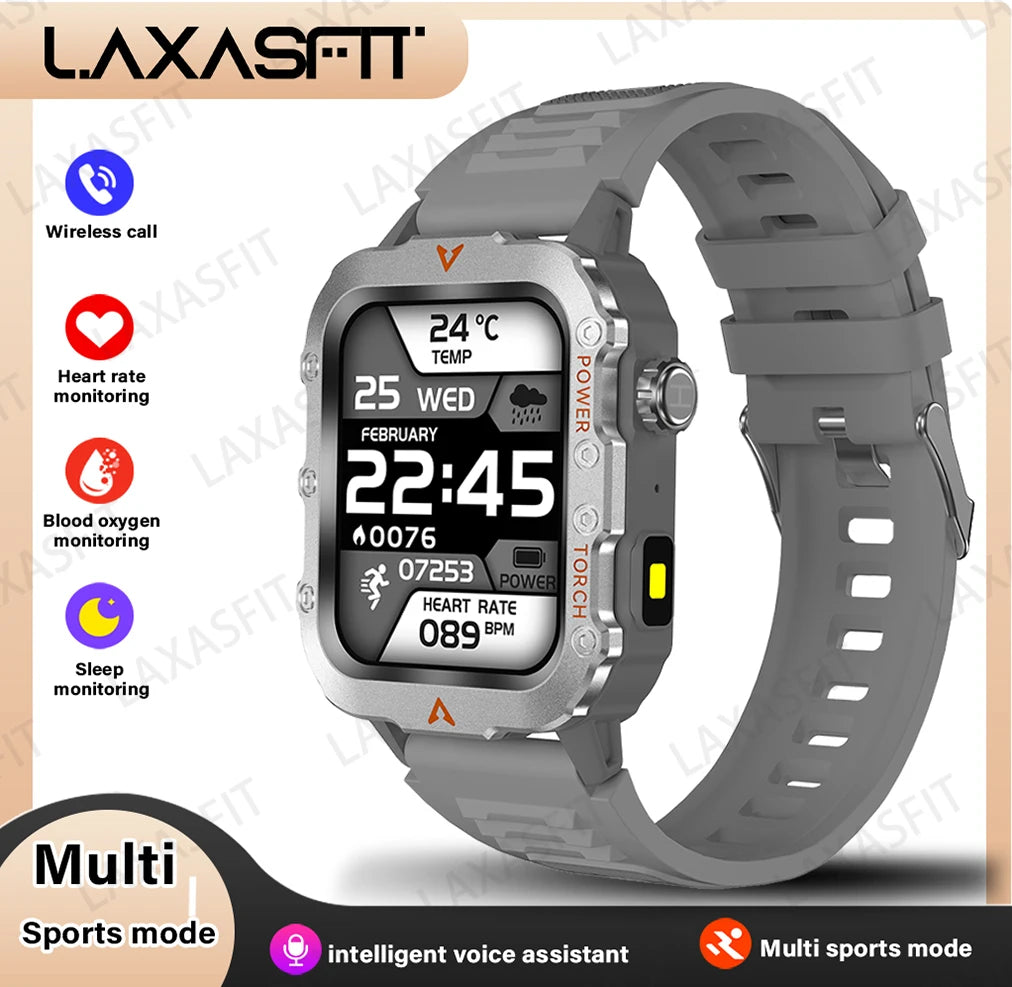 Men's Smart Watch with LED Flashlight - Ultimate Outdoor Sports & Health Monitoring Wristwatch